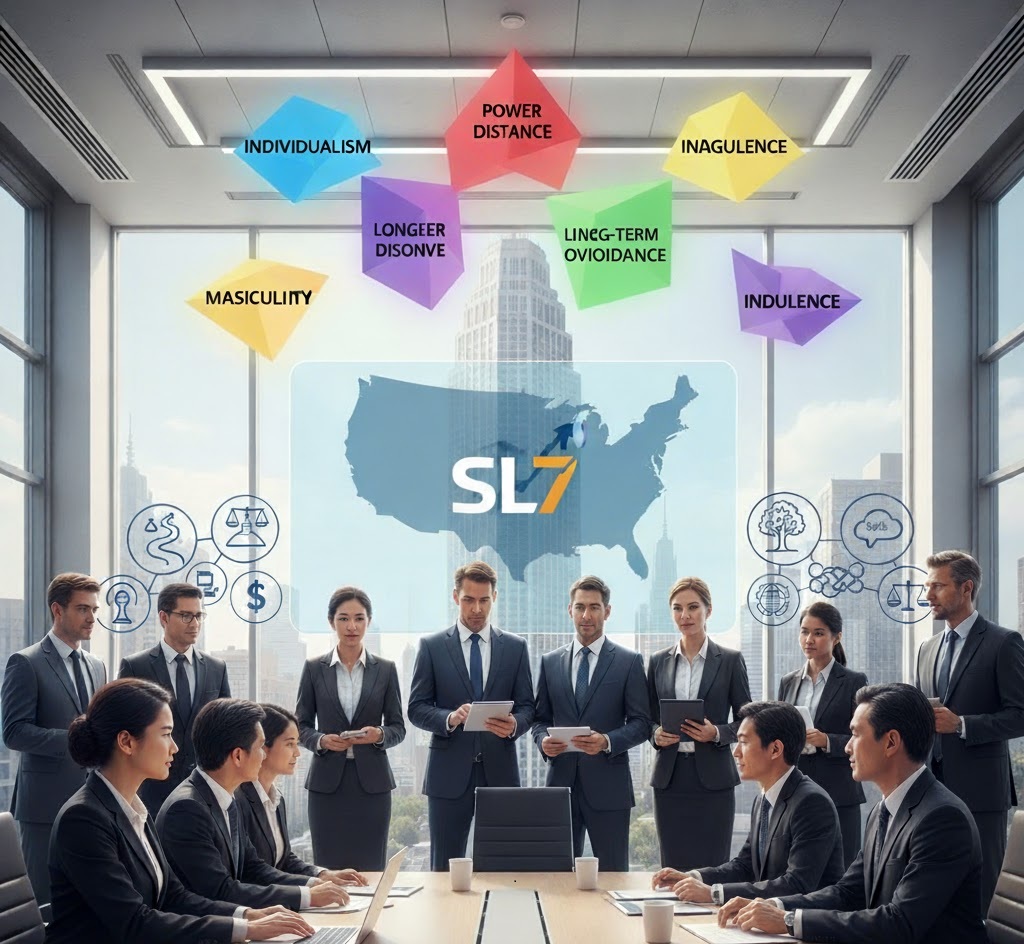 ABD'deki kültürel farklılıkları anlamak iş başarısının anahtarıdır. Hofstede'nin 6 boyutlu modeliyle Amerikan iş kültürünün kodlarını çözün ve SL7 ile Amerika pazarına güçlü bir giriş yapın!